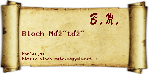 Bloch Máté névjegykártya